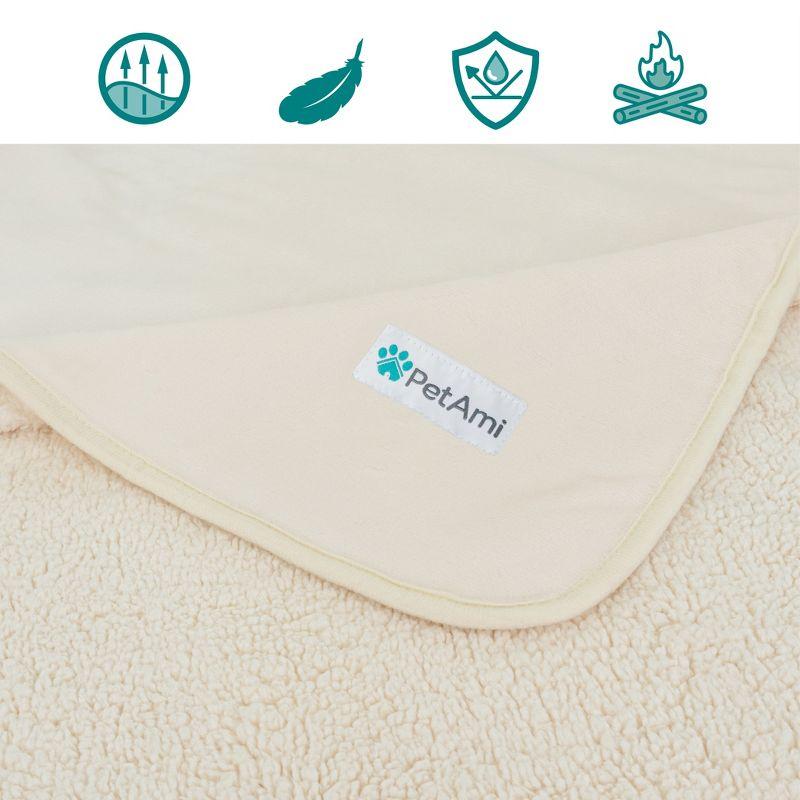 PetAmi Waterproof Dog Blanket For Pet Cat, Faux Shearling Fleece Couch Cover, Soft Plush Washable Reversible Throw