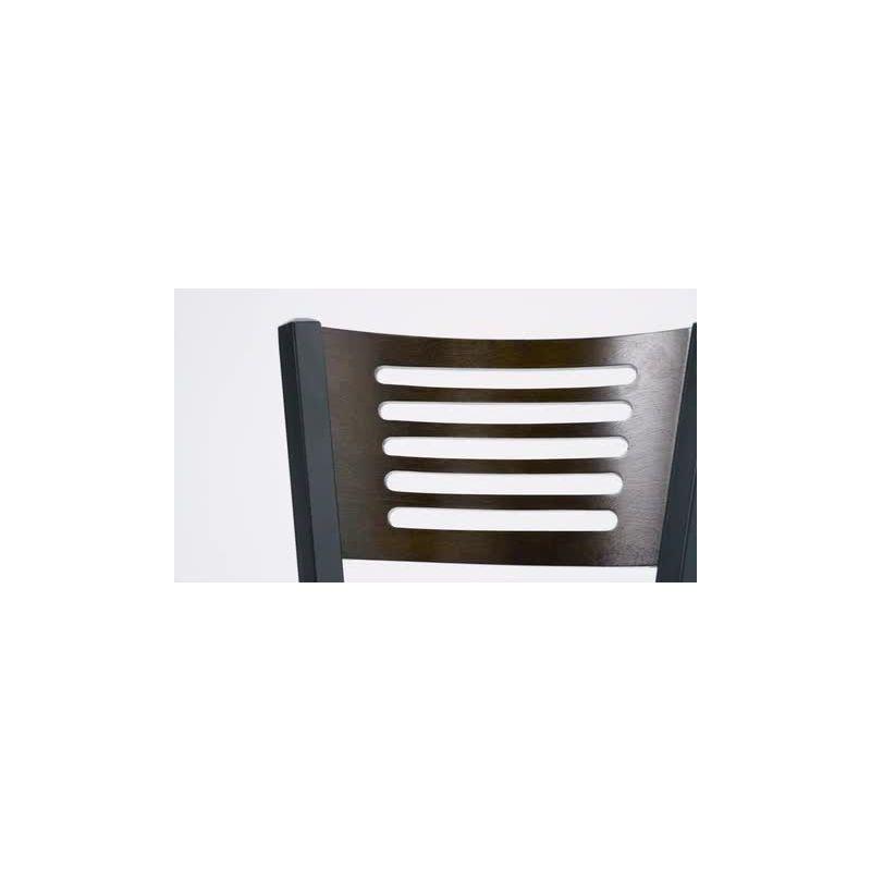 Flash Furniture HERCULES Series Black Slat Back Metal Restaurant Chair - Walnut Wood Back, Black Vinyl Seat