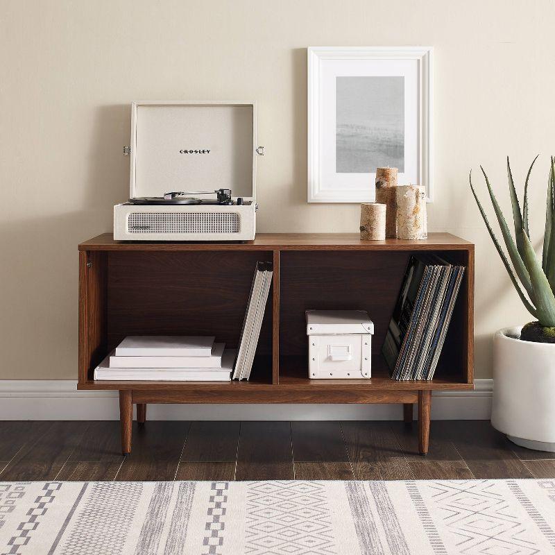 Liam Mid-Century Walnut Record Storage Console - 45in