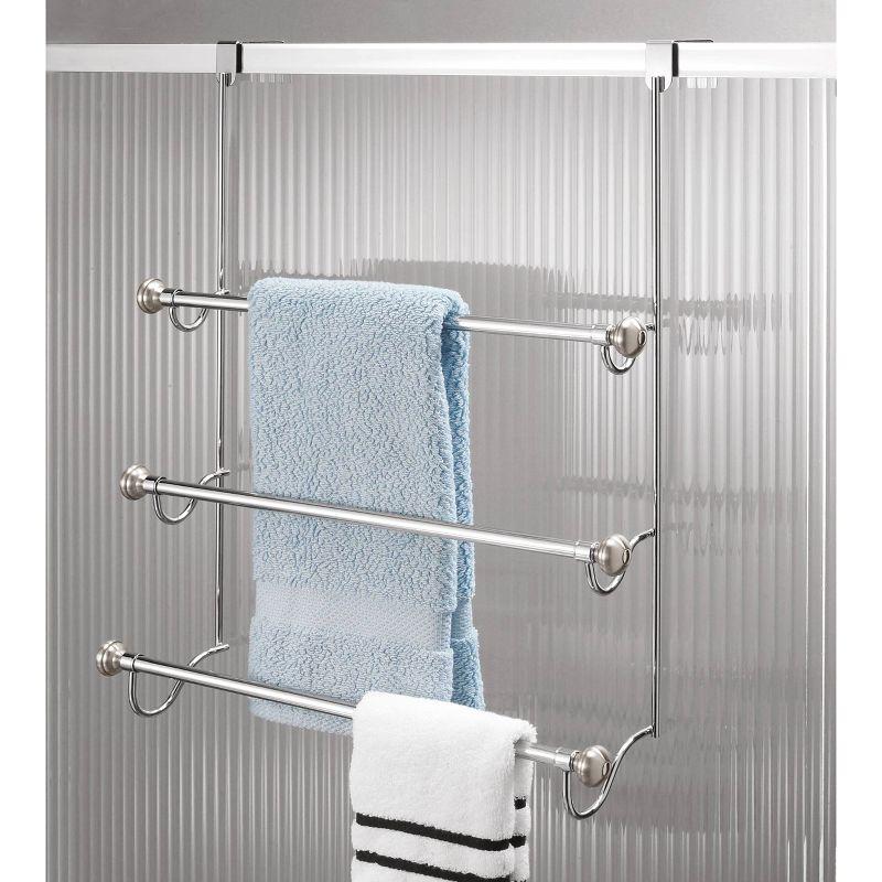 iDESIGN York Metal Split Finish Towel Holder: Over Door Bathroom Rack, Dual Bars, No Warranty