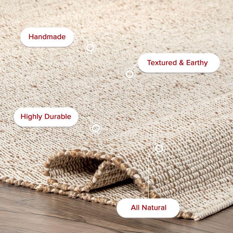 Nuloom 2x3 Elfriede Jute & Cotton Hand Woven Indoor Area Rug, Natural, Solid Rustic Farmhouse Style Natural Fiber Bedroom, Living Room,