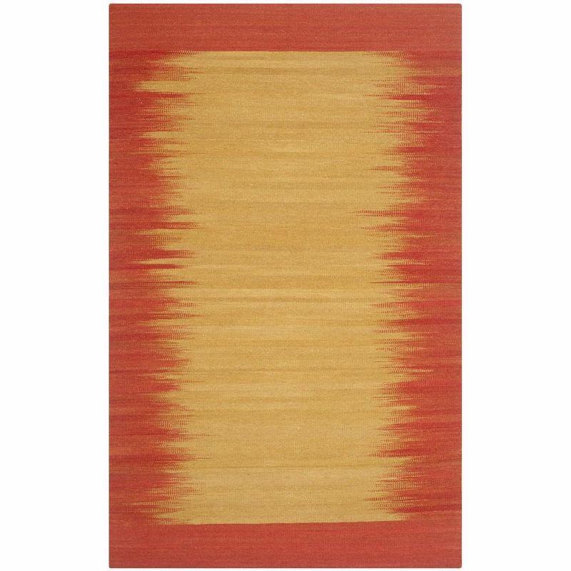 Rust and Beige Handwoven Wool Kilim Area Rug 6' x 9'