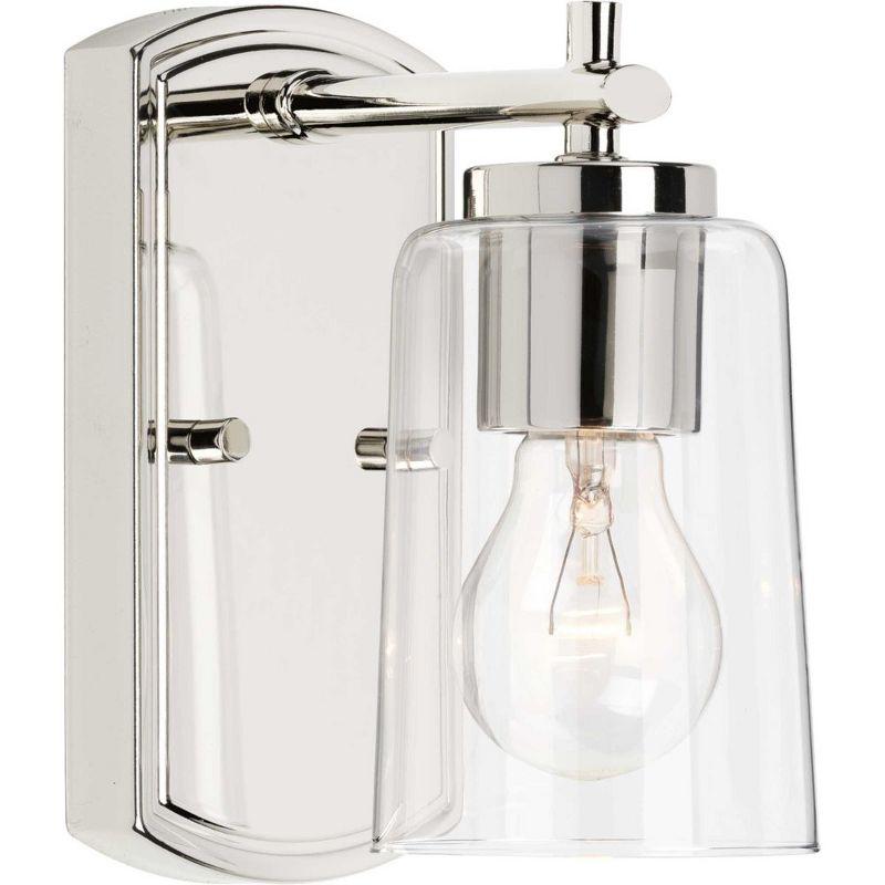 Progress Lighting Adley 1-Light Bath Wall Light, Satin Brass, Clear Glass Shade