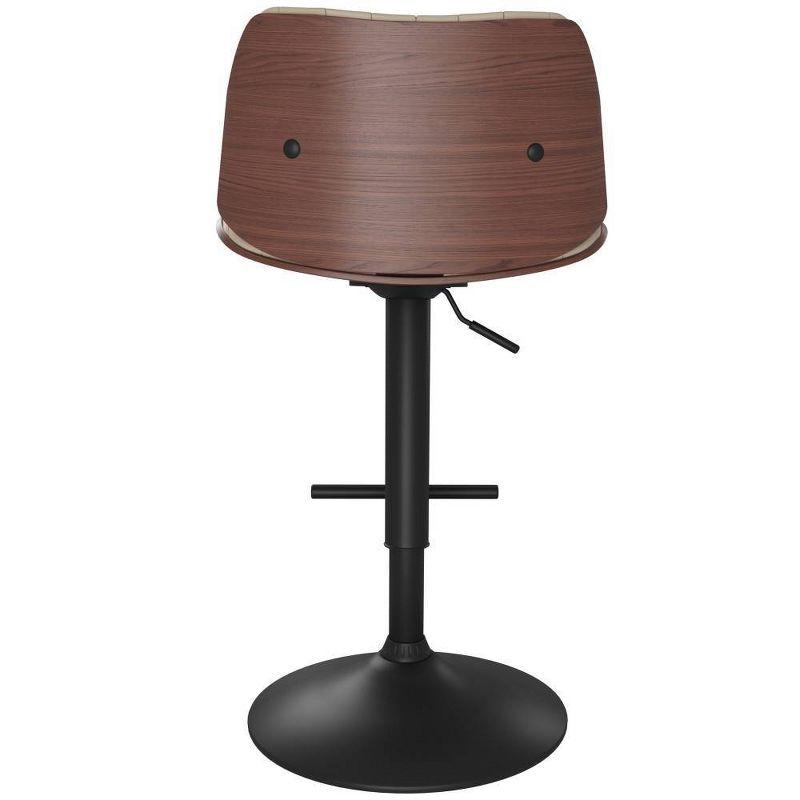 Simpli Home Goulding Adjustable Swivel Upholstered Mid-Century Modern Bar Stool with Hydraulic Lift and Footrest