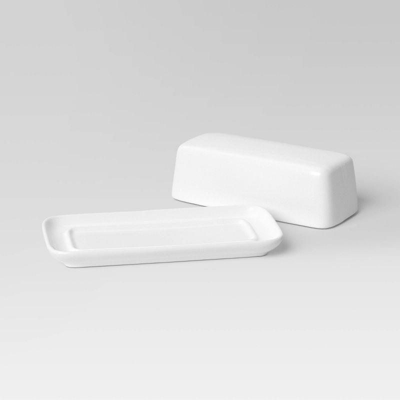 2pc Porcelain Butter Dish White - Threshold™: Butter Holder, Microwave & Dishwasher Safe, 4 Volume Capacity