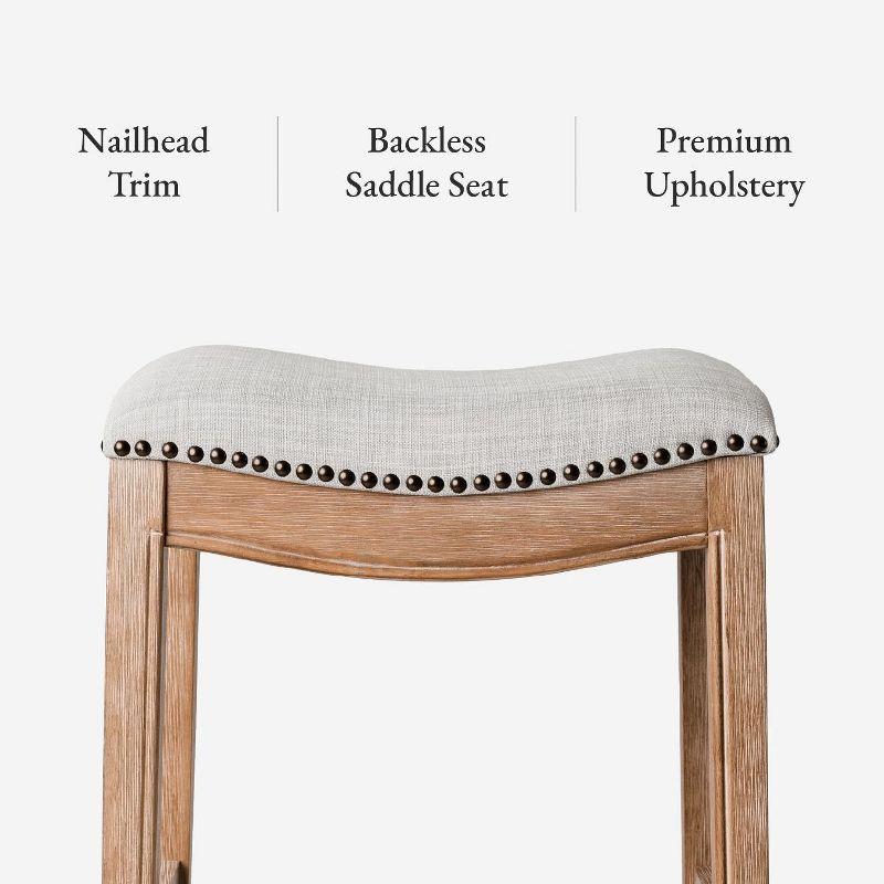 Maven Lane Maven Lane Adrien Saddle Bar Stool In Aged Black Finish 31" With Snow White Fabric Upholstery