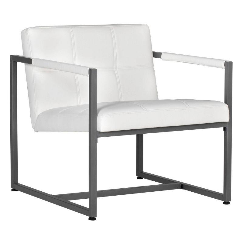 Camber Accent Chair White - Studio Designs Home: Mid-Century Faux Leather, Metal Frame, 250lbs Capacity