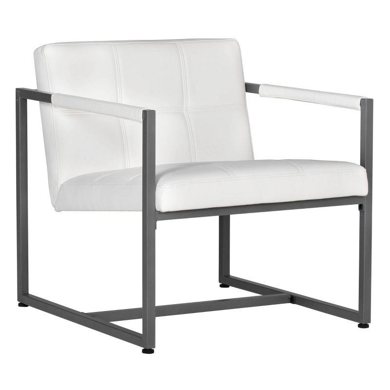 Camber White Leather Metal Mid-Century Modern Accent Chair