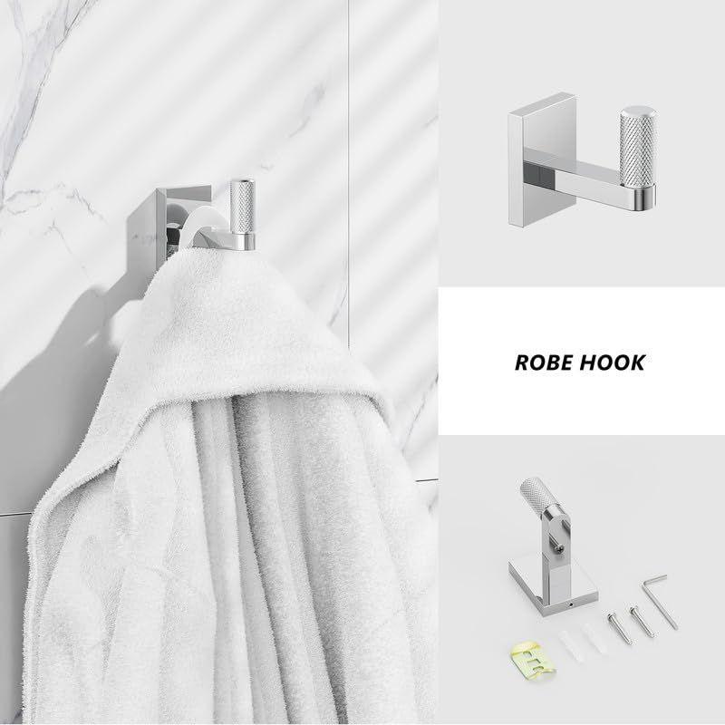 LOVMOR 4-piece Bathroom Hardware Set Including 24" Hand Towel Bars, Toilet Paper Holders, Towel Rings, Robe Towel Hooks