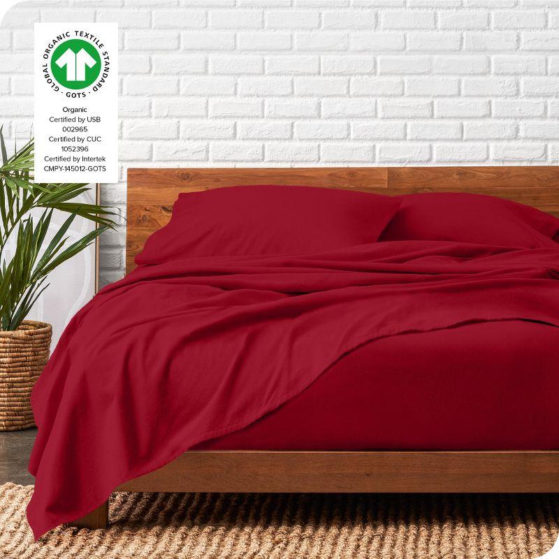 Red Organic Flannel Twin XL Sheet Set by Bare Home