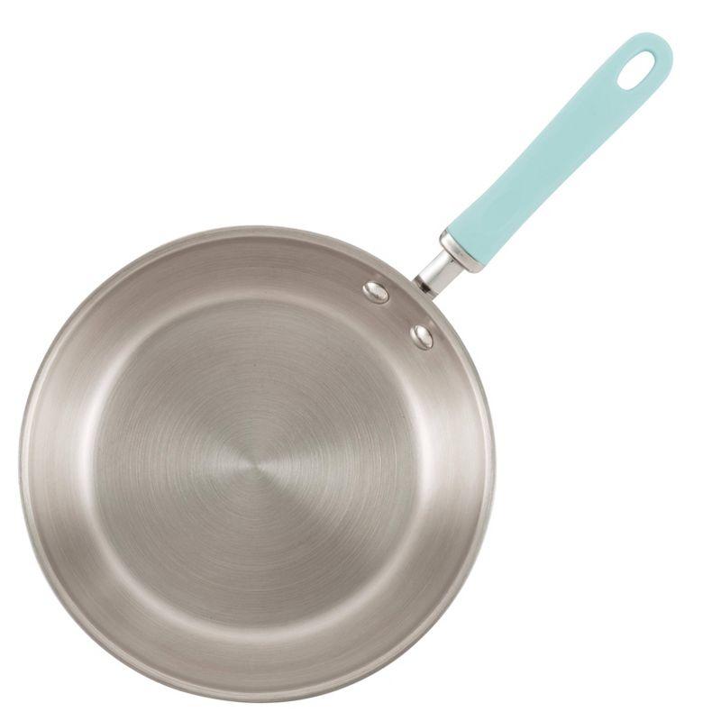 10-Piece Stainless Steel Cookware Set with Light Blue Handles