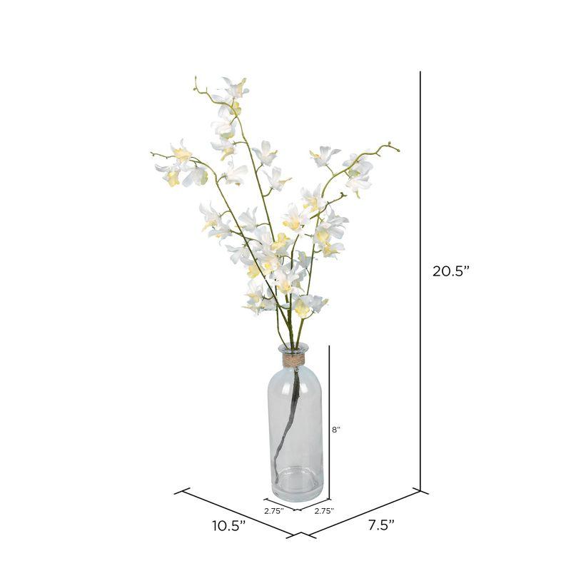 Vickerman 20.5" Artificial Mini White Orchid in a Glass Pot. In a 2.75"Lx2.75"Wx8"H base.