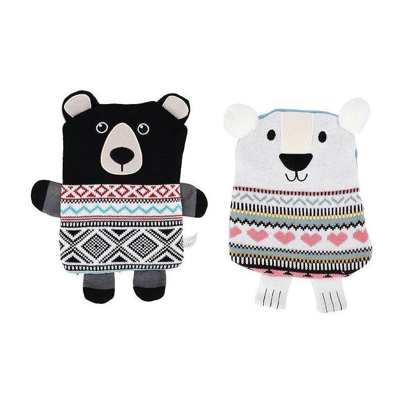 Microwavable Black and White Knit Teddy Bear Set