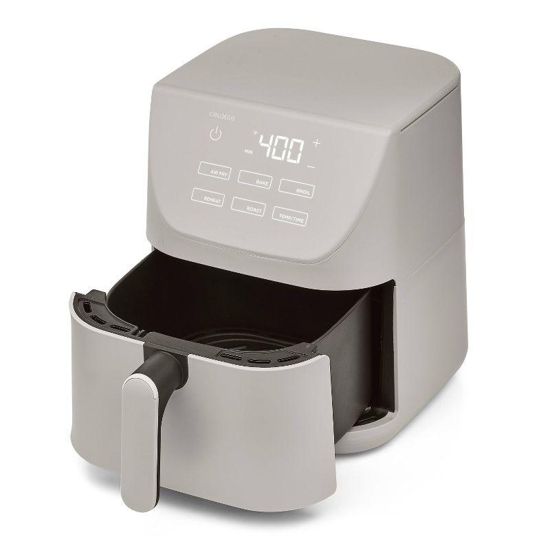 CruxGG 6qt Air Fryer Gray: 1500W Electric Fryer, Dishwasher-Safe Parts, 2-Year Warranty, 6-Quart Capacity