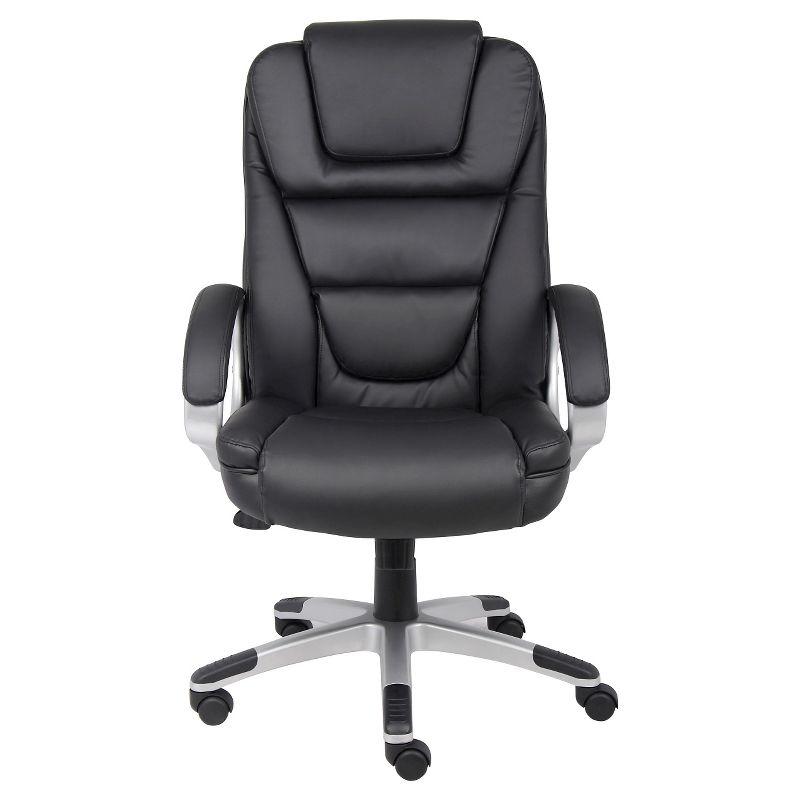 Ergonomic High-Back Swivel Executive Chair in Black LeatherPlus