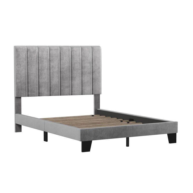 Crestone Full Gray Velvet Tufted Upholstered Platform Bed