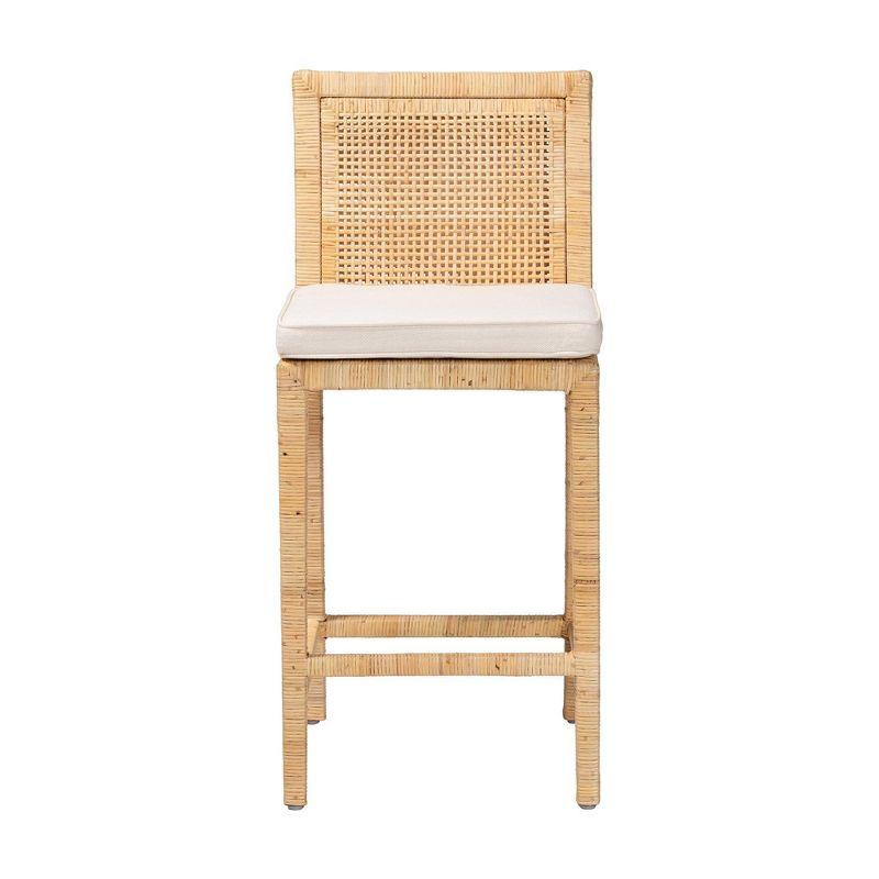 Sofia Wood and Rattan Counter Height Barstool Natural - bali & pari