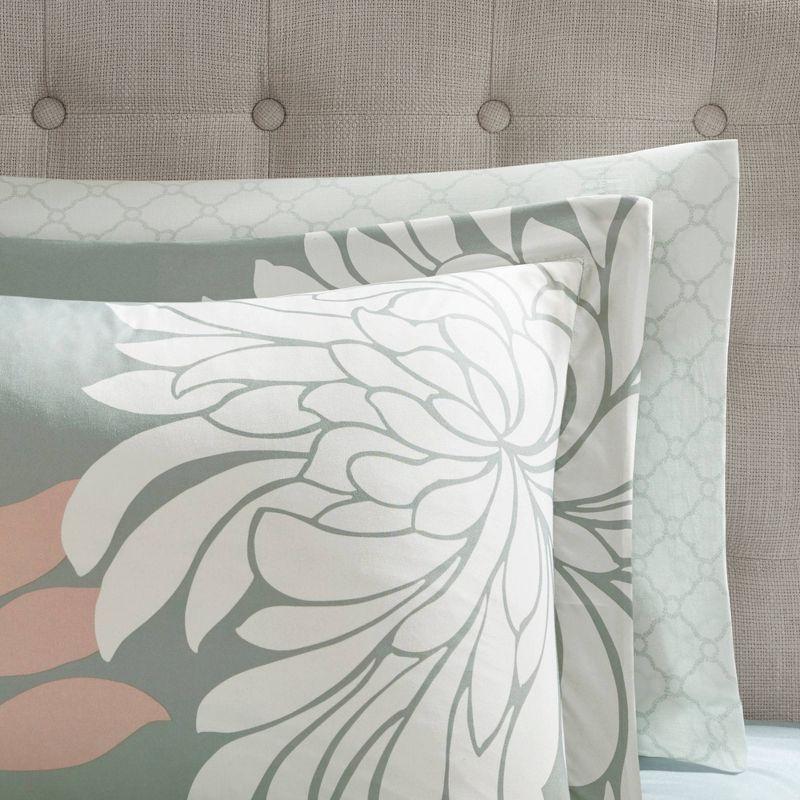 Blush and Grey Twin Reversible Floral Comforter Set