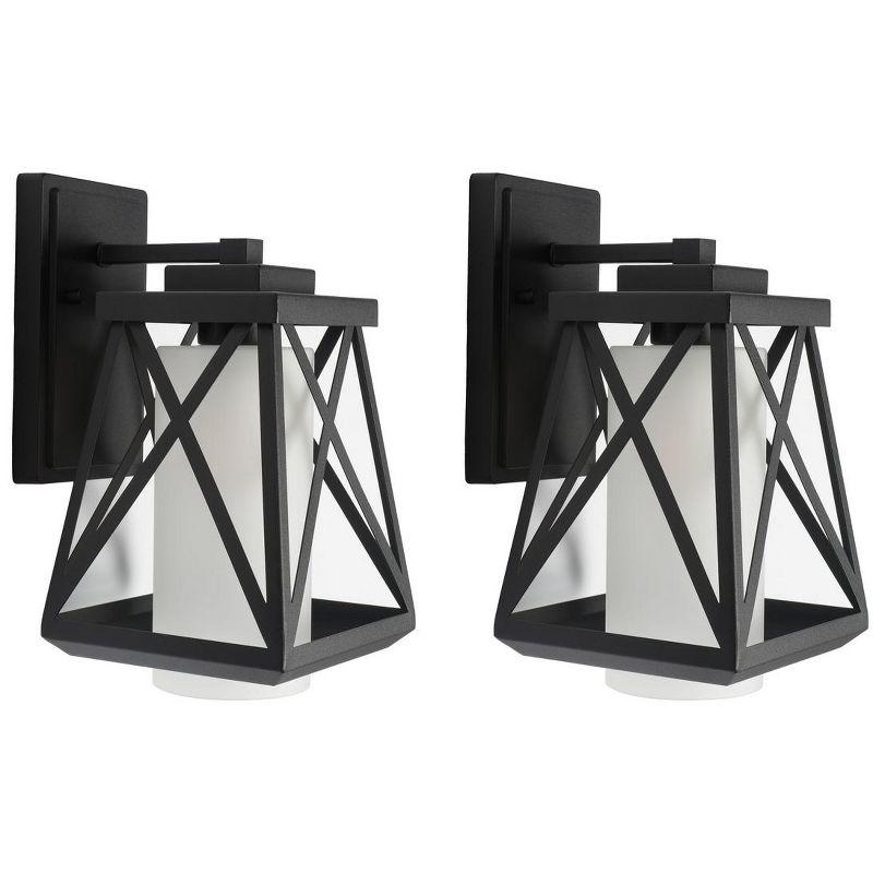 Braith Black Geometric Outdoor Wall Sconce Set