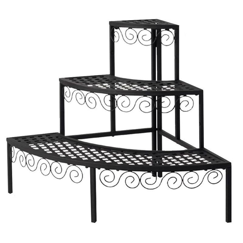 Black Three-Tier Indoor/Outdoor Steel Plant Stand