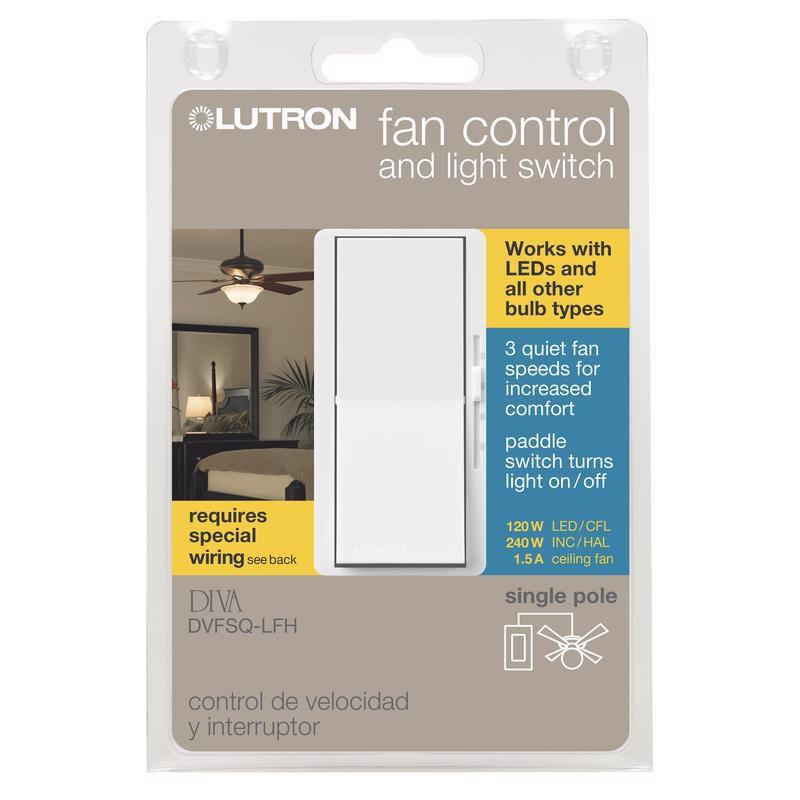 White In-Wall Rocker Fan Control Switch