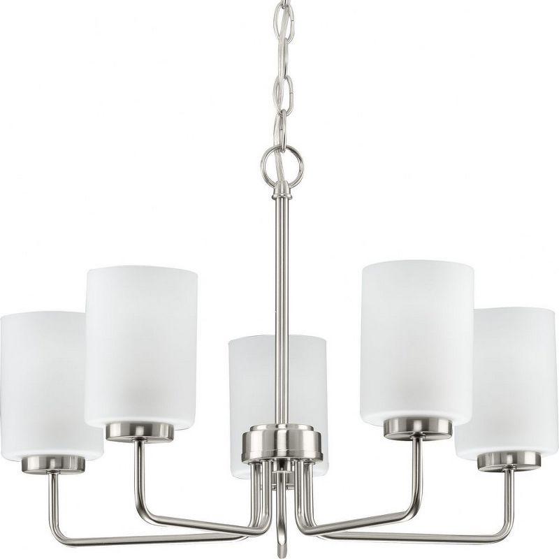 Progress Lighting Merry 5-Light Chandelier, Brushed Nickel, Etched Glass Shade