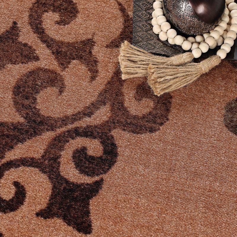 Classic Medallion Floral Scroll Non-Slip Washable Indoor Runner or Area Rug, 2'x3', Camel - Blue Nile Mills