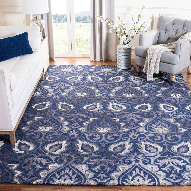 Hand-Tufted Elegance Navy & Grey Wool-Silk Blend 8' x 10' Area Rug