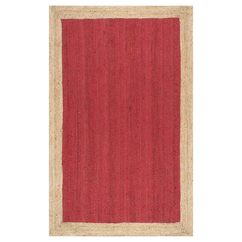 Handmade Red Braided Oval Jute Rug, 37" x 6"