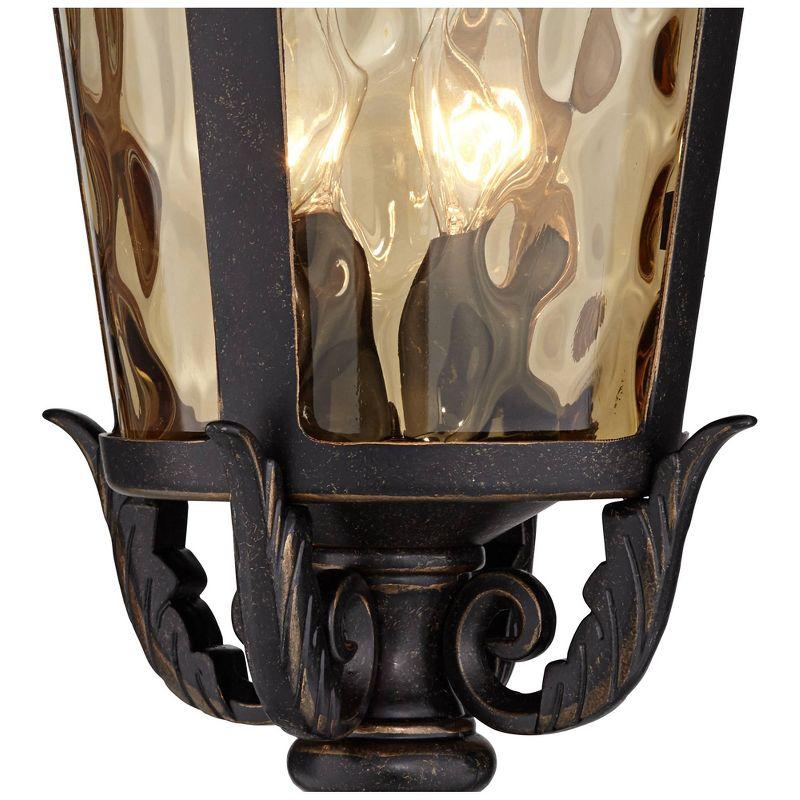 John Timberland Casa Marseille Vintage Outdoor Post Light Veranda Bronze with Pier Adaptor 28" Champagne Glass for Exterior Barn Deck House Porch Yard
