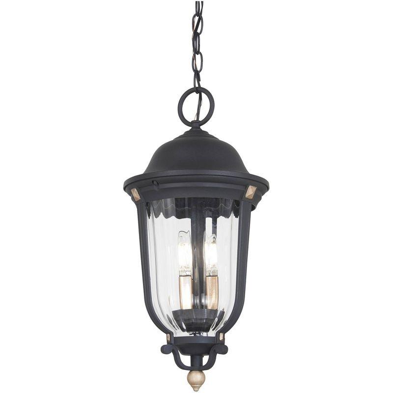 Peale Street 20" Sand Coal and Gold Outdoor Hanging Light