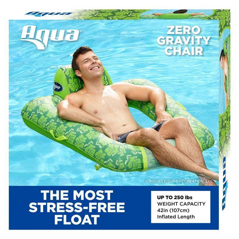 Aqua Leisure Zero Gravity Inflatable Swimming Pool Lounge Chair Float, Green