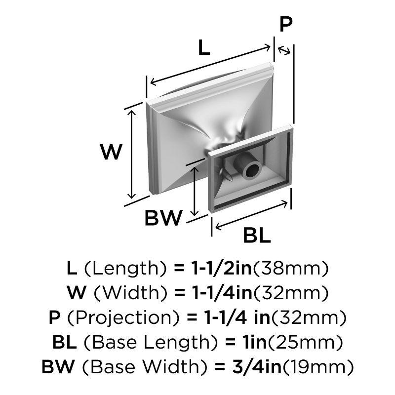 Polished Chrome Rectangular Cabinet Knob with Mounting Hardware