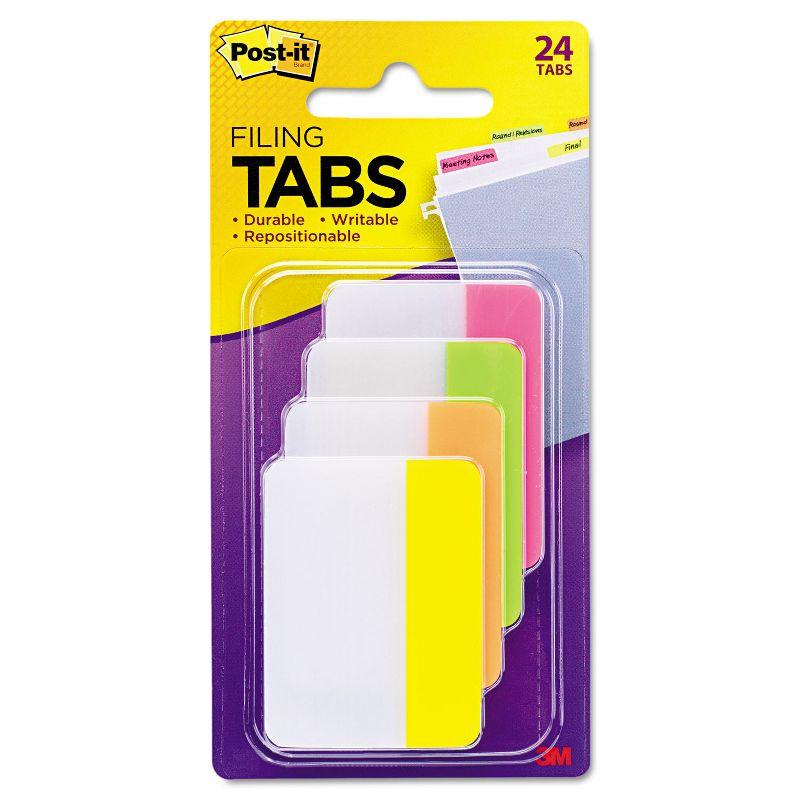 Post-it File Tabs 2 x 1 1/2 Solid Flat Assorted Bright 24/Pack 686PLOY