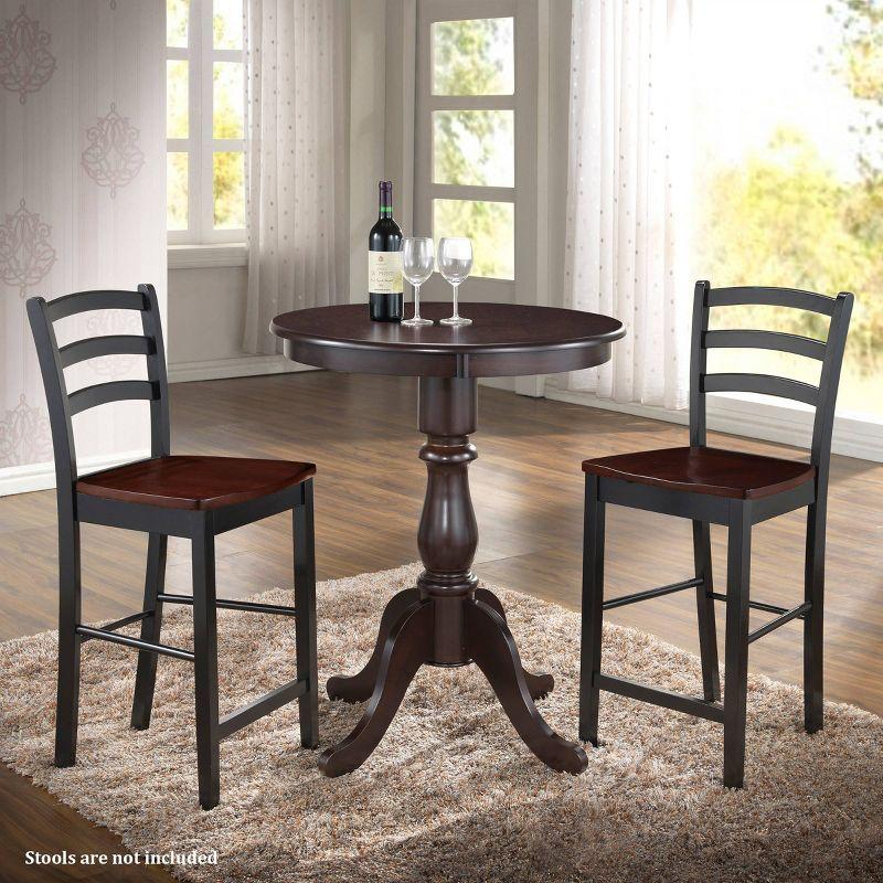 Carolina Living 30" Salem Round Pedestal Bar Table Espresso: MDF, Rubberwood, for 2