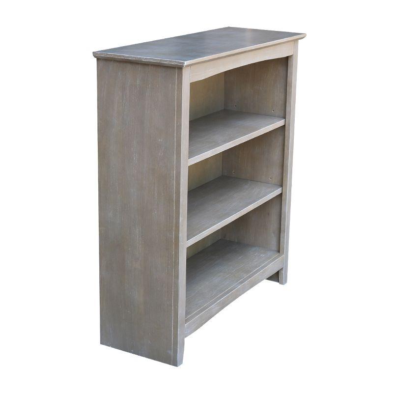 Transitional Solid Wood Adjustable 3-Shelf Bookcase in Washed Gray Taupe