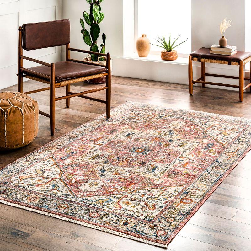 Nuloom Harriet Oriental/Persian 2x3 Accent Indoor Area Rug for Living Room Bedroom Dining Room Entryway Kitchen, Orange/Multicolor