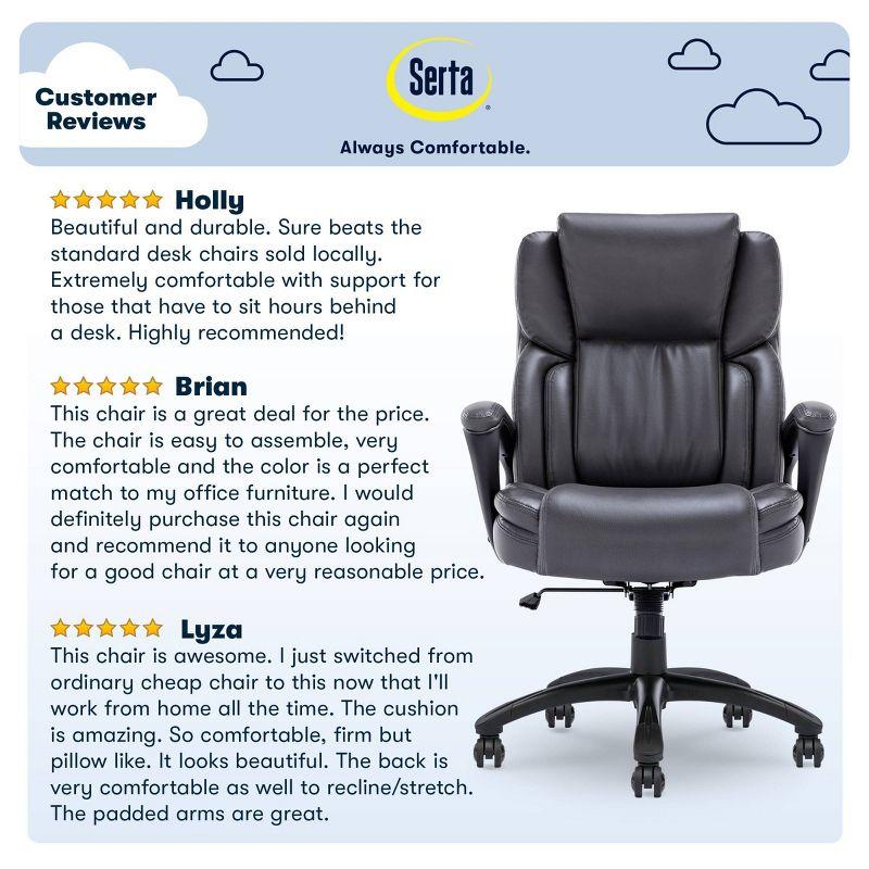 Serta Serta Garret Executive Office Chair, Ergonomic Lumbar Support, Semi-Plush Cushion, Body Pillows
