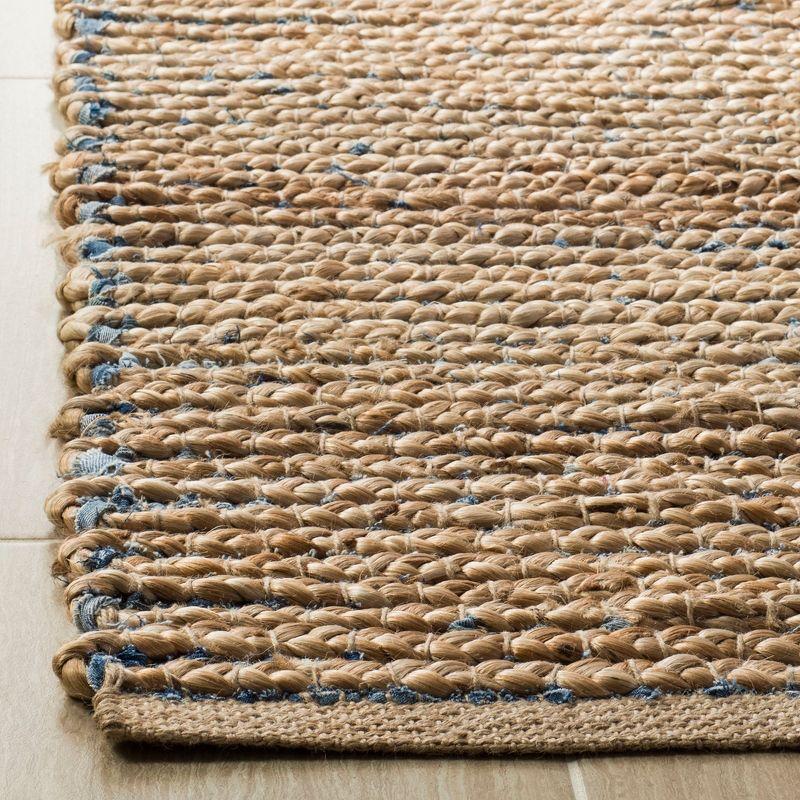 Natural and Blue Wool Flat Woven Reversible Rug, 4' x 6'