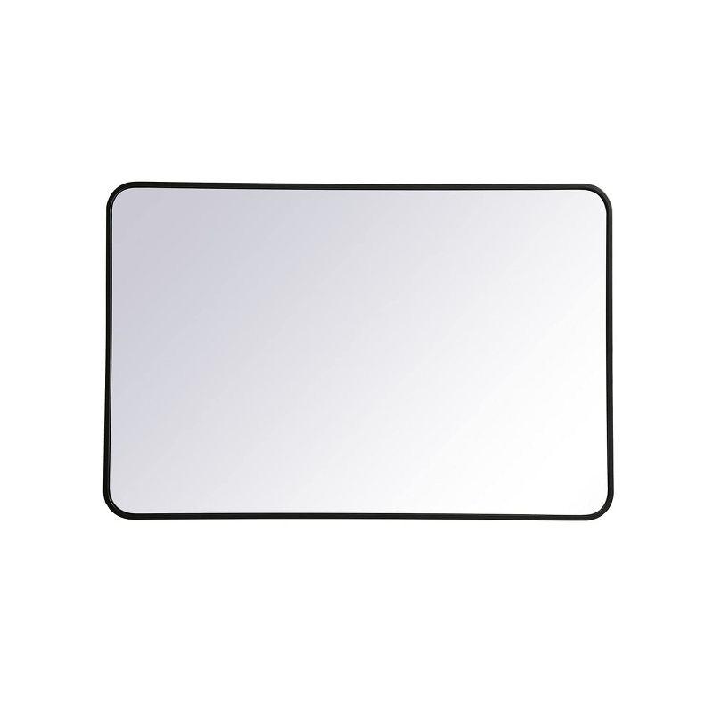 Contemporary Frameless Metal Rectangular Mirror 28x42 in Black