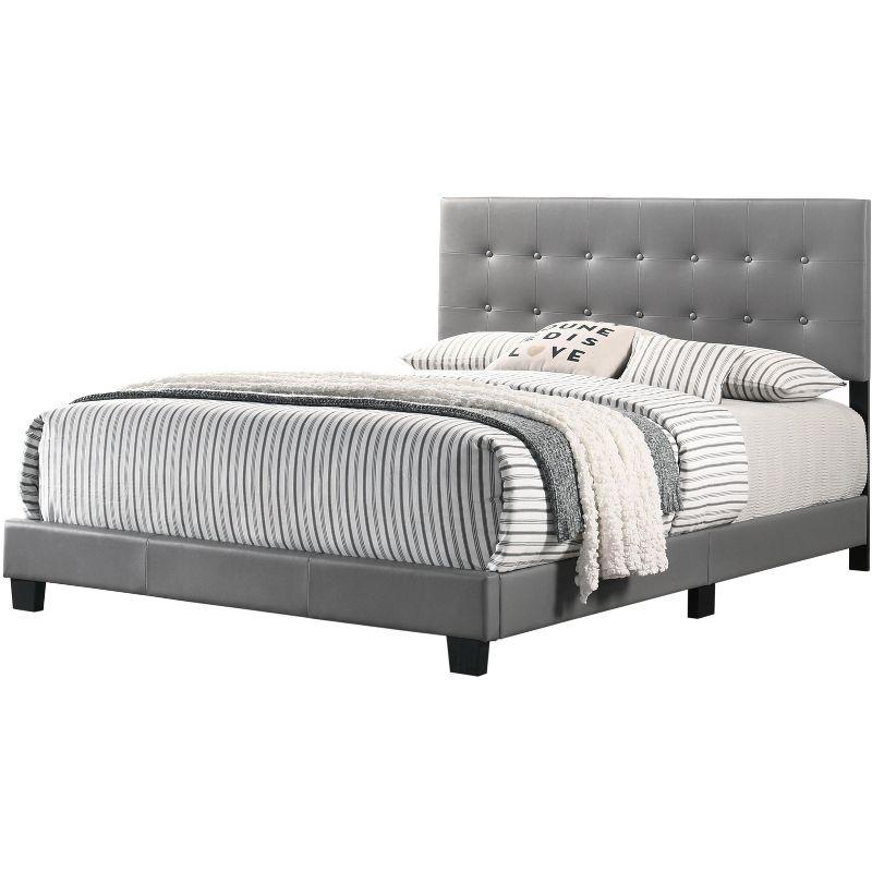 Caldwell Full-Double Dark Grey Faux Leather Upholstered Bed with Storage