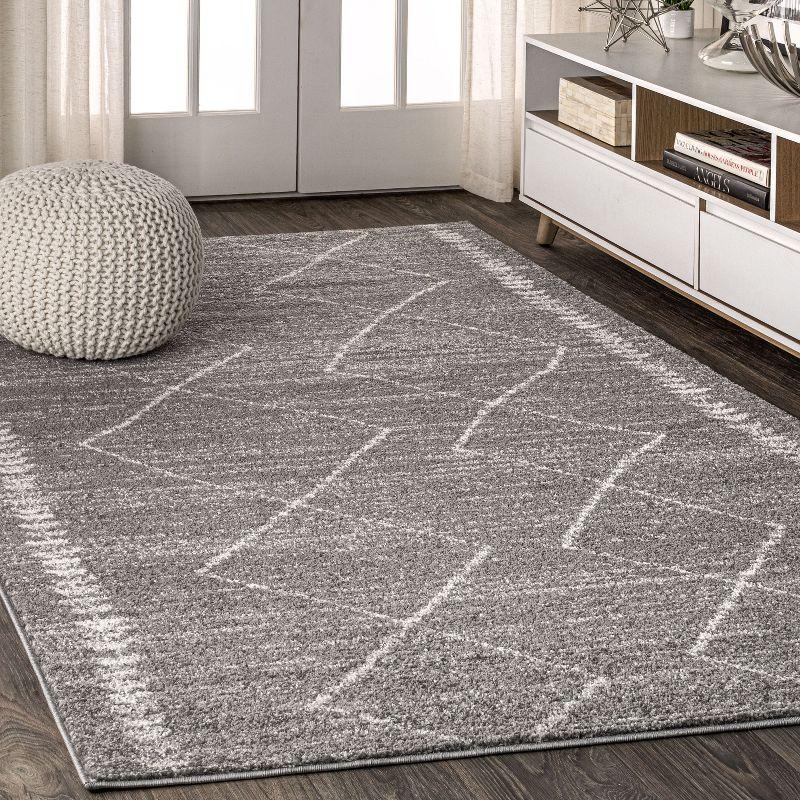 5'x8' Zaina Moroccan Beni Souk Area Rug, Gray/Cream - JONATHAN Y