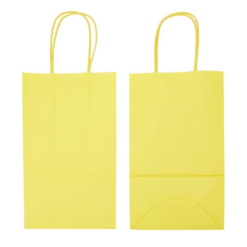Blue Panda 25 Pack Small Paper Gift Bags with Handles for Party Favors, Bulk Shopping Merchandise Bags, Yellow