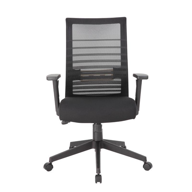 Linear Mesh Task Chair Black - Boss Office Products: Synchro-Tilt, Adjustable Arms, 275lbs Capacity