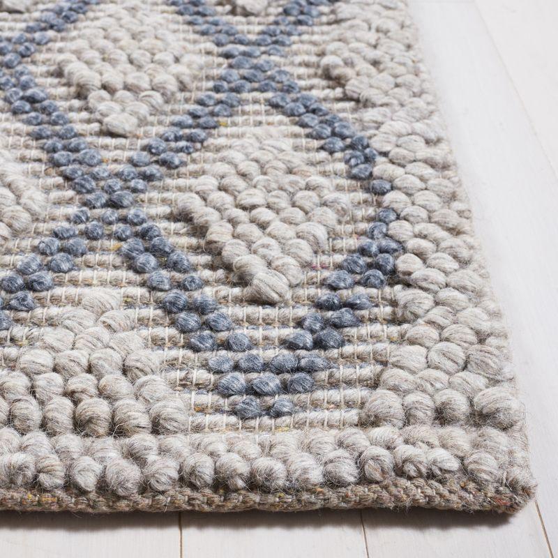 Handwoven Gray Square 6' Wool & Viscose Mosaic Rug