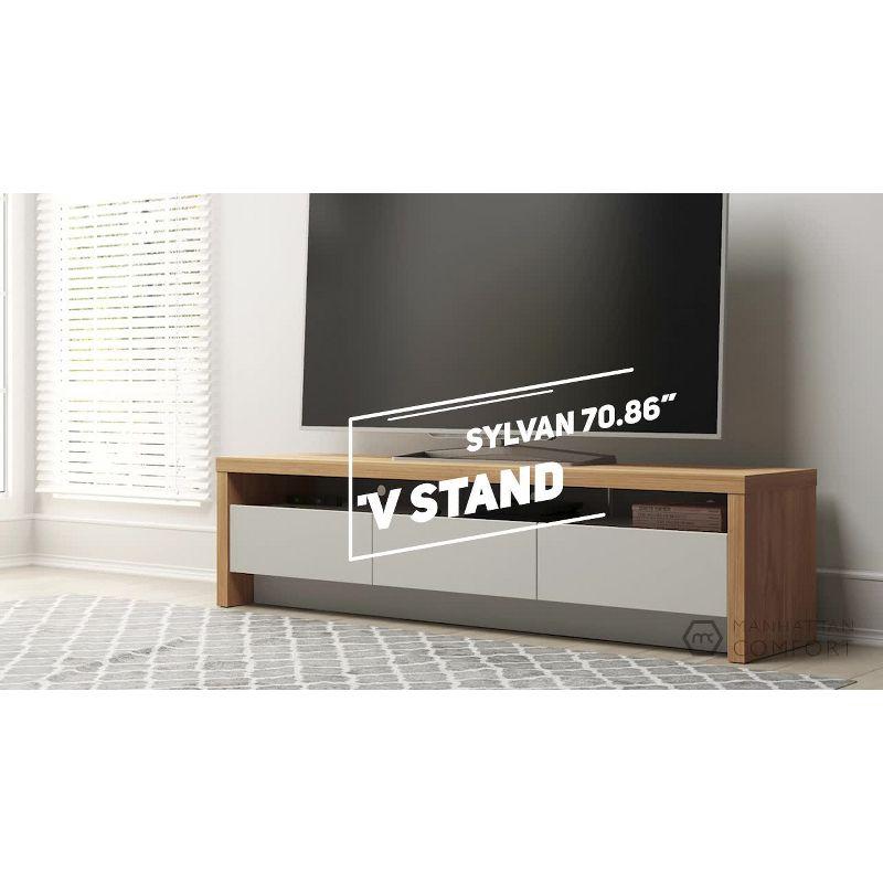 Sylvan TV Stand for TVs up to 60" Black - Manhattan Comfort: Modern Media Console with Cable Management & Storage