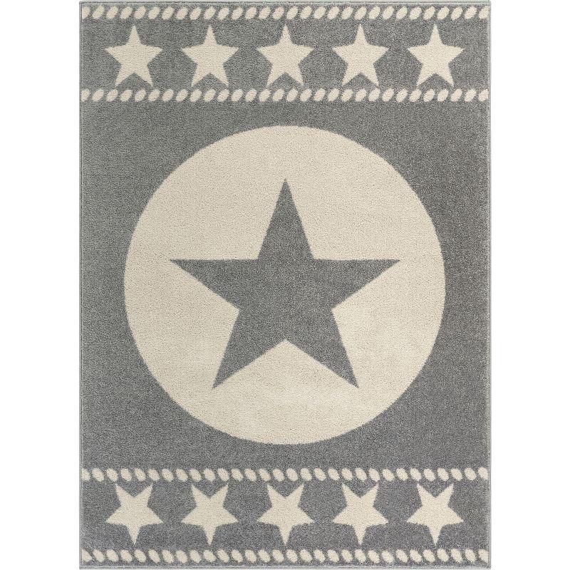 Modern Geometric Gray Synthetic Area Rug - 7'10" x 9'10"