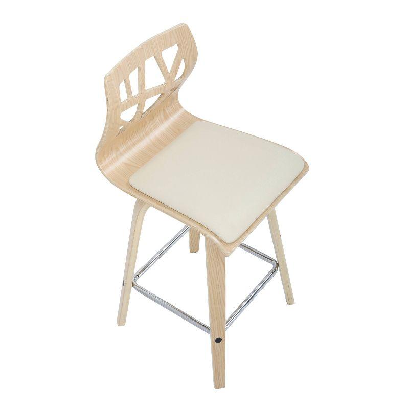 Set of 2 Folia Upholstered Counter Height Barstools Cream/Natural - Lumisource: Wood Frame, Padded Seat, 26" Height
