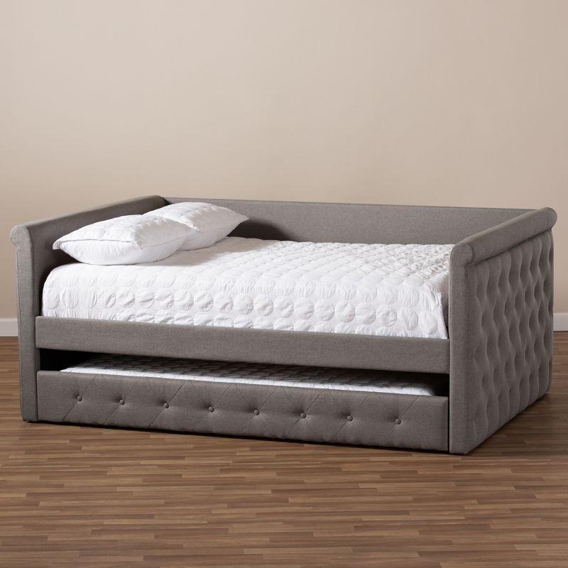Queen Alena Daybed with Trundle Gray - Baxton Studio: Contemporary Upholstered Bedroom Furniture
