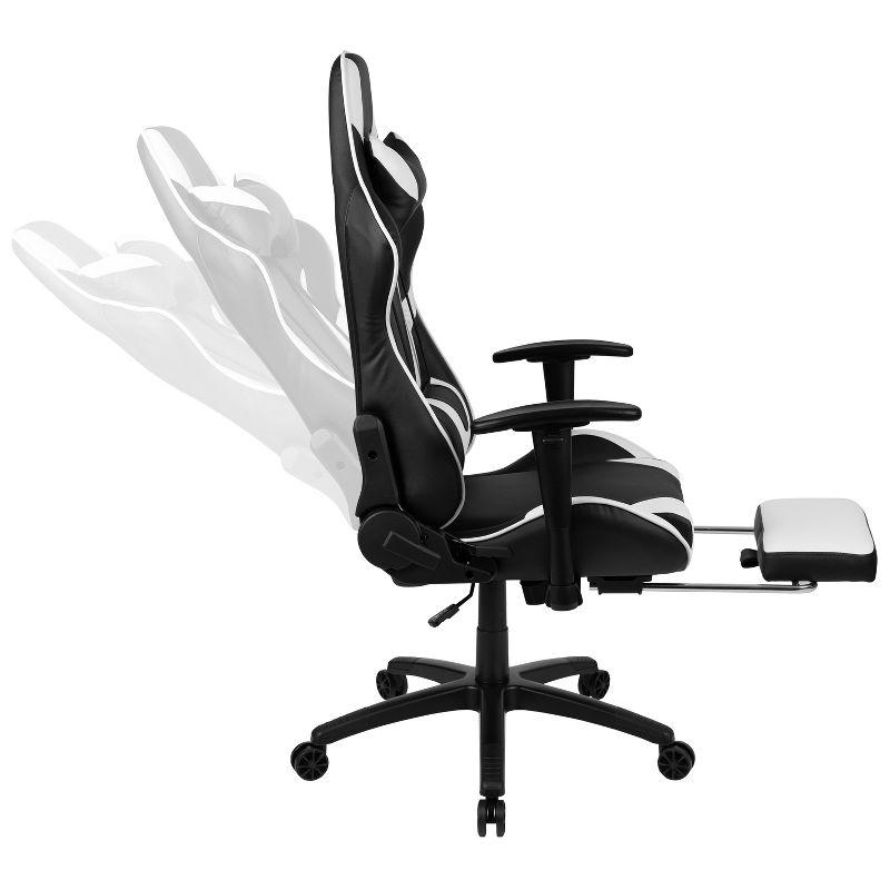 Flash Furniture Black Gaming Desk and Black Footrest Reclining Gaming Chair Set with Cup Holder, Headphone Hook & 2 Wire Management Holes